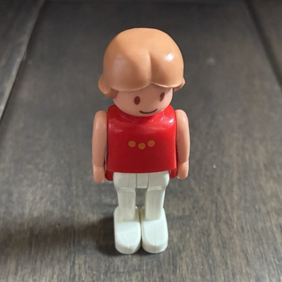 PLAYMOBIL Preschool Child Figure with Red Top and White Pants 1980s Vintage tomy