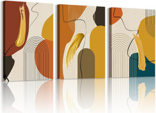 3 Pezzi Stampa Su Tela Linee Geometrico Nordiche Con Cornice Quadro Su Tela Astr