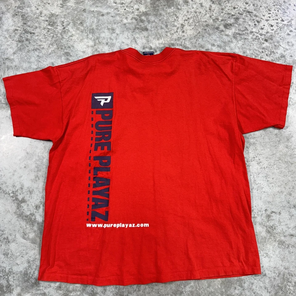 Pure Playaz Shirt Mens 3XL Red Graphic Streetwear Logo Tee Hip Hop 90s Style - Image 4 of 4