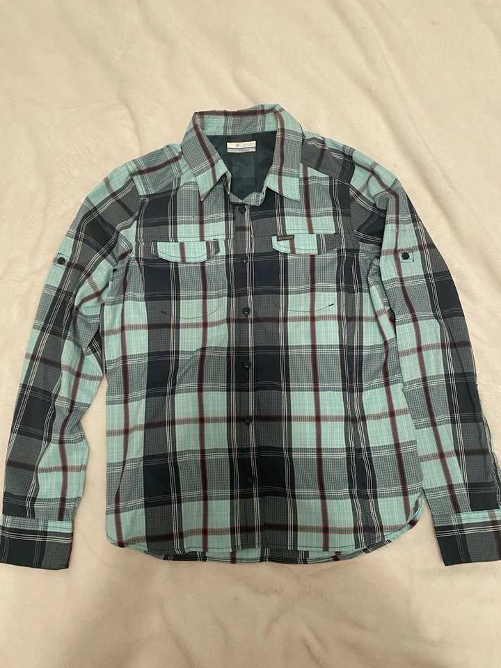 Columbia Mujer Ropa Deportiva Omni-Sombra Manga Larga Camisa Ligera Franela M Foto 2 de 4