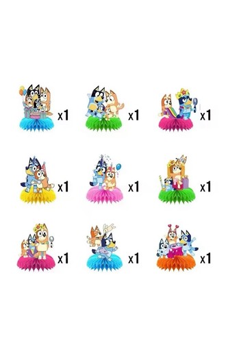 9 PCS Bluey Centerpiece for Table Honeycomb for Birthday Decor NEW - Picture 3 of 5