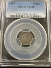 1857 SEATED LIBERTY HALF DIME~PCGS VG08~