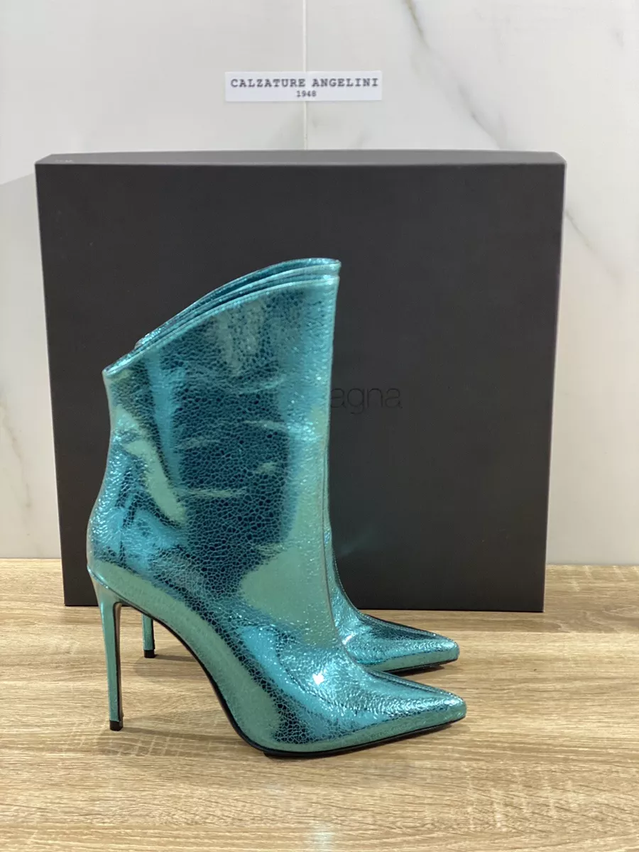 Aldo Castagna Layla Stiefel aus Leder Petrol Blau Luxury Stiefel