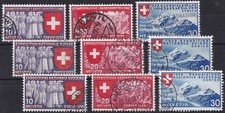 9 verschiedene Briefmarken Sätze SCHWEIZ, Alle gestempelt