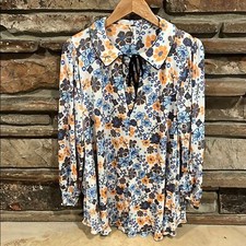 Free People Daisy Jane Retro Floral Mini Tunic Dress Bohemian Festival