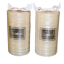 Lot of 2 White Barn Holiday Cranberry Scented Pillar Candle 85 Hour 3x6 Cream