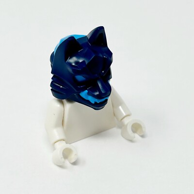 LEGO Minifigure Headgear WOLF Mask Knot on Back Azure Eyes (Earth) Dark Blue (1)