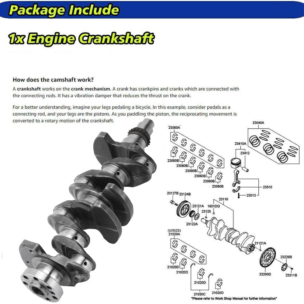 Crankshaft 623V62EH00 For Hyundai Kia Forte Optima Soul 2.0L L4 2012