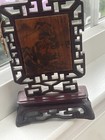 Antique 19th Century Cinnabar Carved Miniature Screen  5.5” Height X 3.5 Width — photo 10