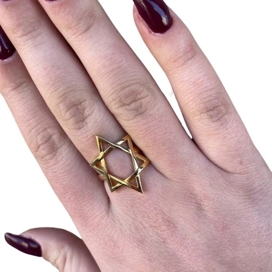 Large Star of David Jewish Ring In 14K Rose Gold Kabbalah Magen David Jewelry - Image 2 of 4