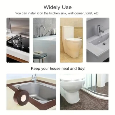 Nastro Di Calafataggio Autoadesivo Impermeabile Per Lavello Della Cucina, WC, Pavimento E Parete (grigio, 1 Pz) | Leroy Merlin - Foto 3