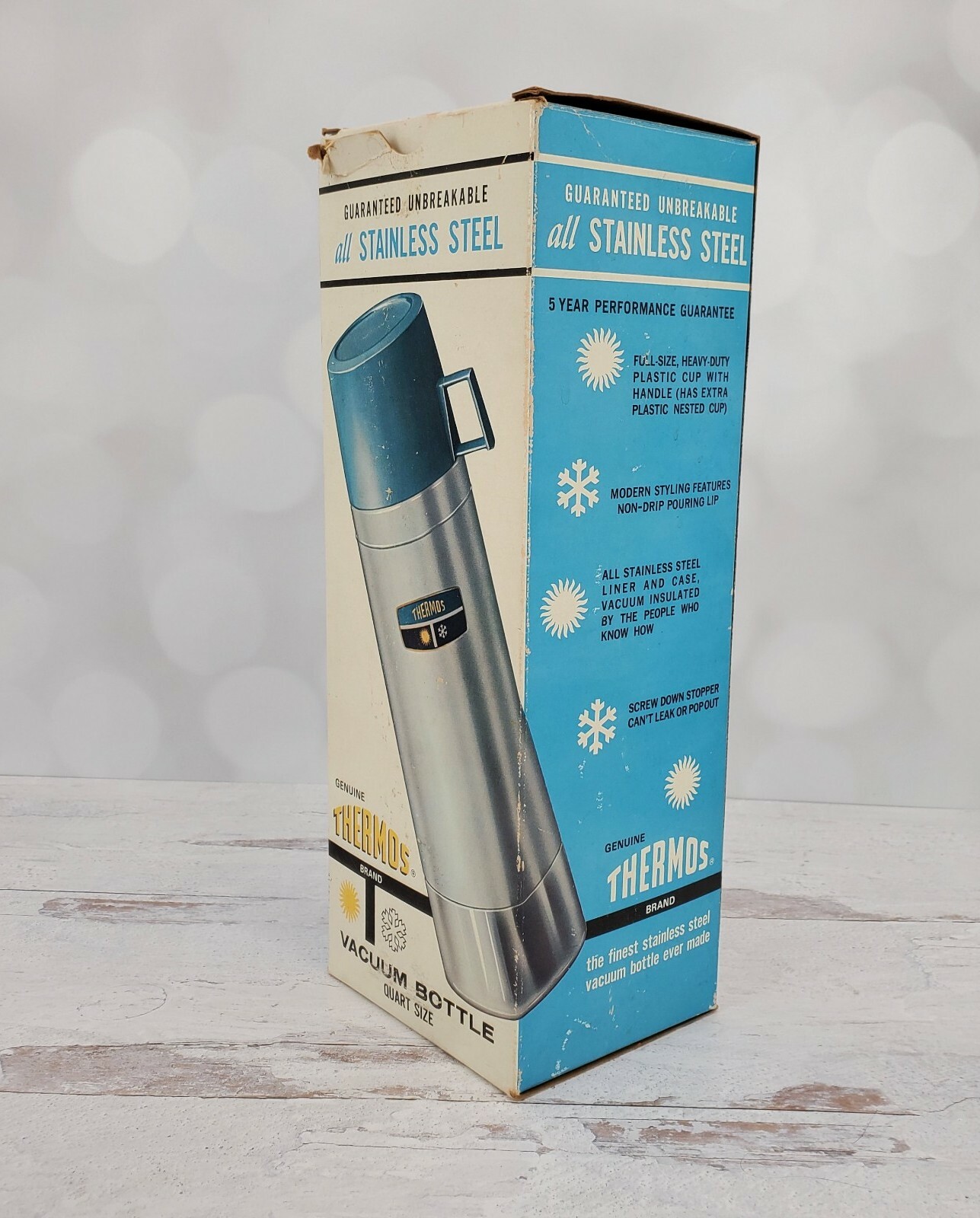 Vintage Thermos Brand Stainless Steel Vacuum Bottle Model 2464S Quart