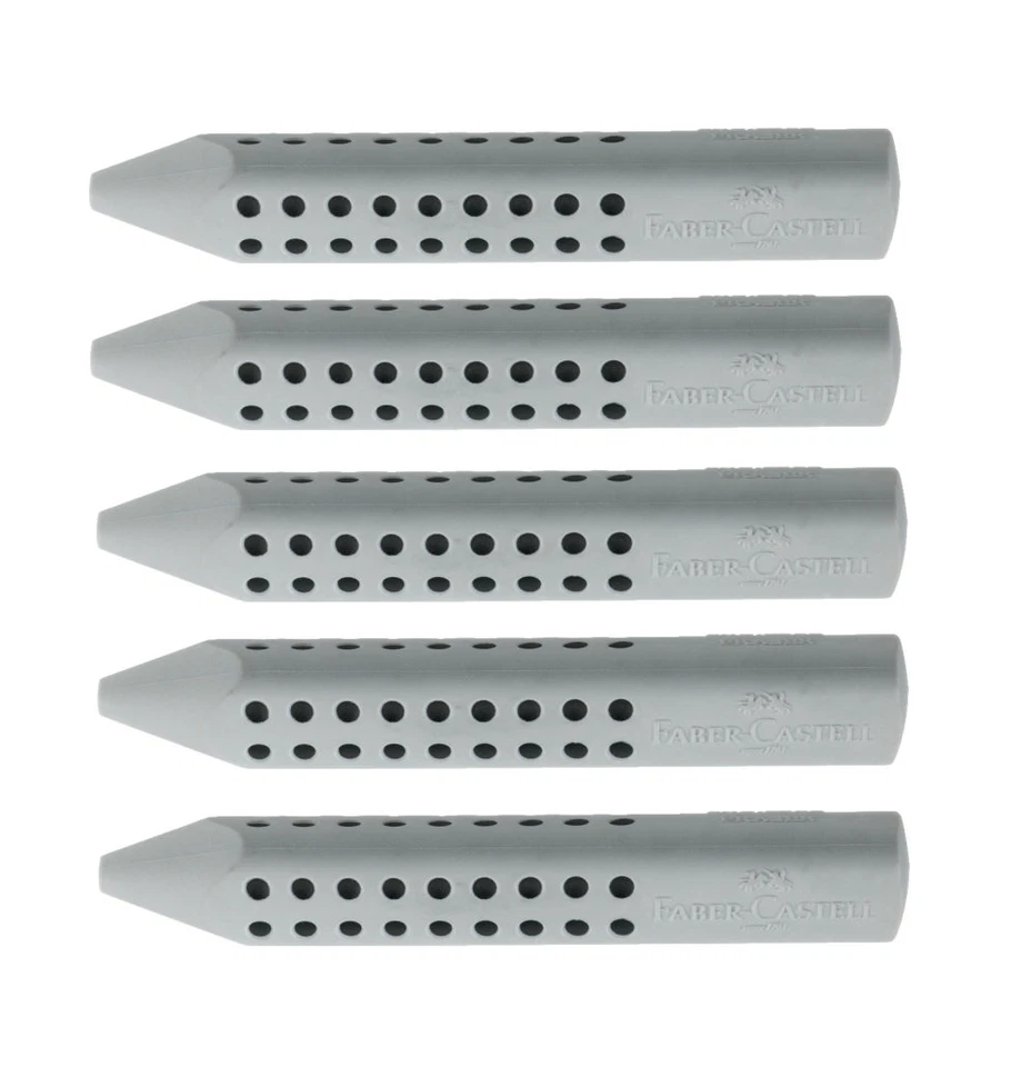 5x Faber-Castell Dreieckradierer Radiergummi Grip 2001 Stiftform grau 14x90x14mm
