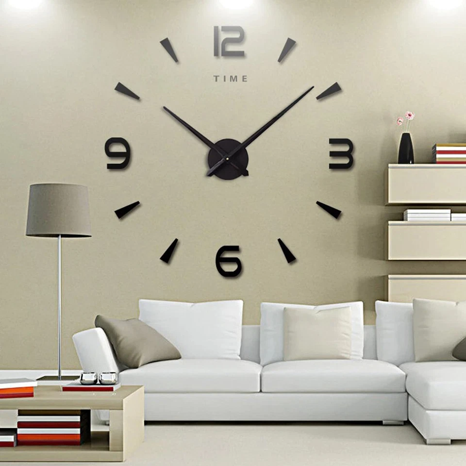 Large Number Wall Clock Quartz 3D DIY Home Kitchen Living Room Décor New - Image 2 of 4