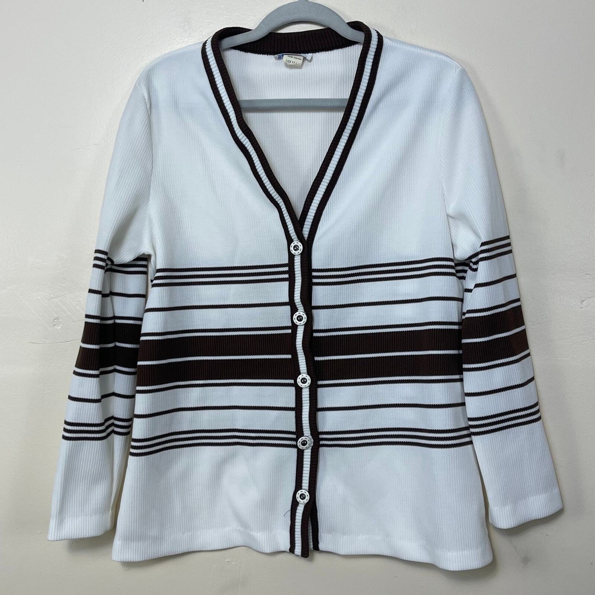 トップス 80s Sport Wear Cardigan Vintage 90s 80s Mens M Cardigan Sweater V-Neck Button