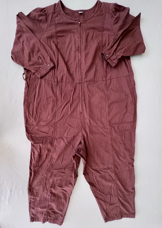 旧海军短实用连身裤尺寸 4X 长袖拉链棕色缺失腰带新品 — 第 4/4 张图片