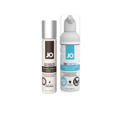JO Silicone Free Hybrid Lubricant 1oz + JO Refresh Foaming Toy Cleaner 1.7oz