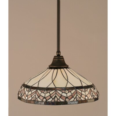 Toltec Lighting Stem Pendant, 16' Royal Merlot Tiffany Glass - 26-DG-948