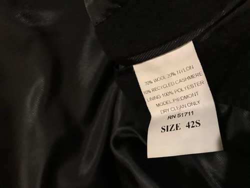 EUC! Mens Cherskin Black Wool/Nylon/Cashmere Coat Sz 42S Handsome Classic Style! - Picture 6 of 7