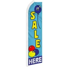 Sale Here (Balloons) Swooper Advertising Banner Flag for Retail Sale & Discounts