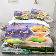 2/3Pcs Tinker Bell Bedding Set Princess Quilt Duvet Cover Single Double Size BH