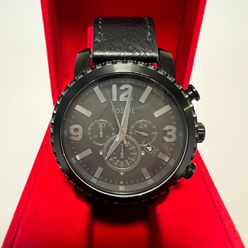 ✅ NEUE BATTERIE ✅ Fossil BQ1711 Schwarz Leder Chronograph Uhr Quarz Gebraucht - Bild 3 von 5