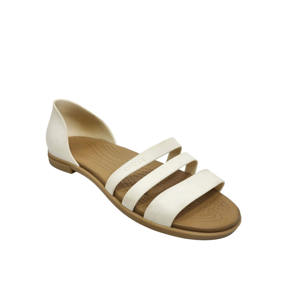 Crocs Tulum Open Flat Sandals Women s Size 9 Ivory eBay