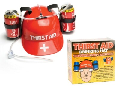 Durst Hilfe Helm hält 2 Dosen Alkohol Soda Geschenk Neuheit Erwachsene frech.