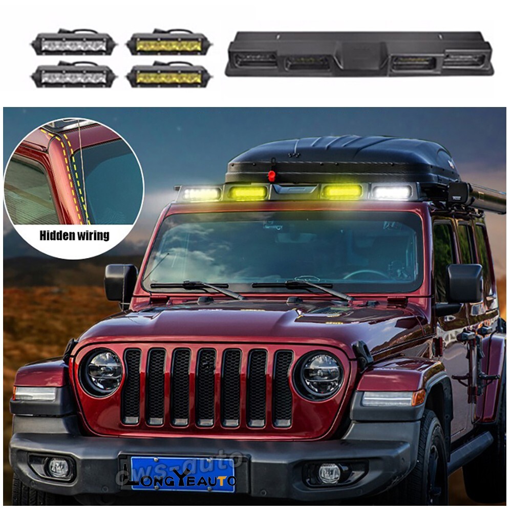 Fits For Jeep Wrangler JK JL 2008-2025 Lamp Roof Top Light Bar with LED  DRL