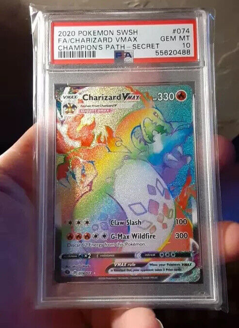 Charizard Rainbow VMAX PSA 10 Champion's Path 074/073 Secret Charizard Rainbow VMAX PSA 10 Champion's Path 074/073 Secret