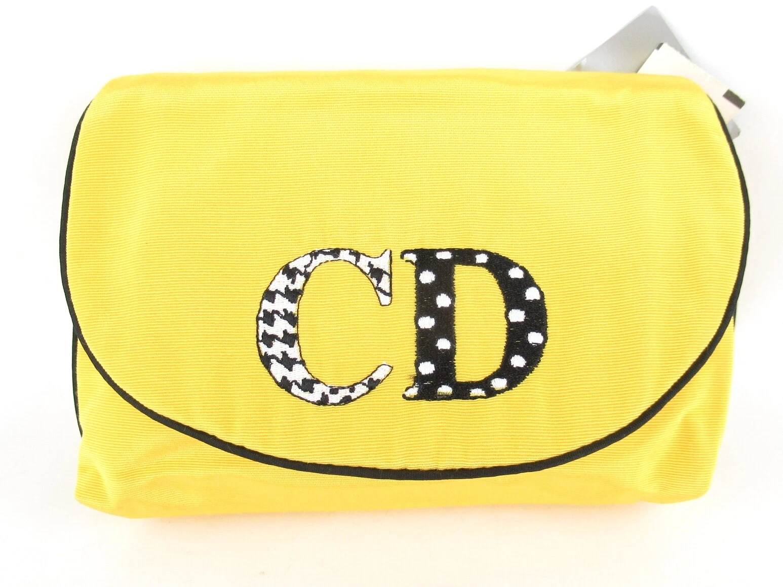 Authentique trousse de maquillage Christian Dior Made in U.S.A tissu jaune