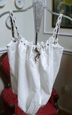 1890 s White Antique Corset Cover Camisole Chemise Cotton Eyelet for Youth XXS
