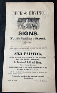 1888 antique Beck & Erving SIGN PAINTING Double Ads CHAMBER FURNITURE Graphics