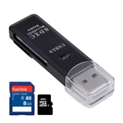 Cardreader Kartenadapter Kartenleser Micro SDXC SDHC SD TF USB 2.0 Schwarz Z54