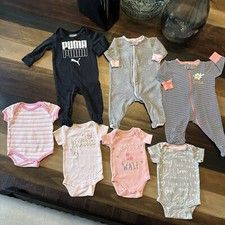 7PC 0-3 Mos Baby Girl Mixed Clothes Lot Various Brands Gerber,Puma-CB-B44