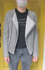 Italian Designer Genuine Grey Leather Jacket Stylish Warm, Free Shipping