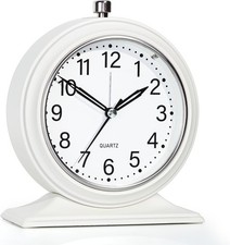 4-Inch Battery Operated Alarm Clock Silent Analog Desk Clocks with Light Vintage