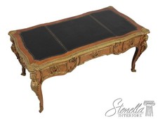 F72006: Vintage Louis XV Bureau Plat Writing Desk w. Leather Top