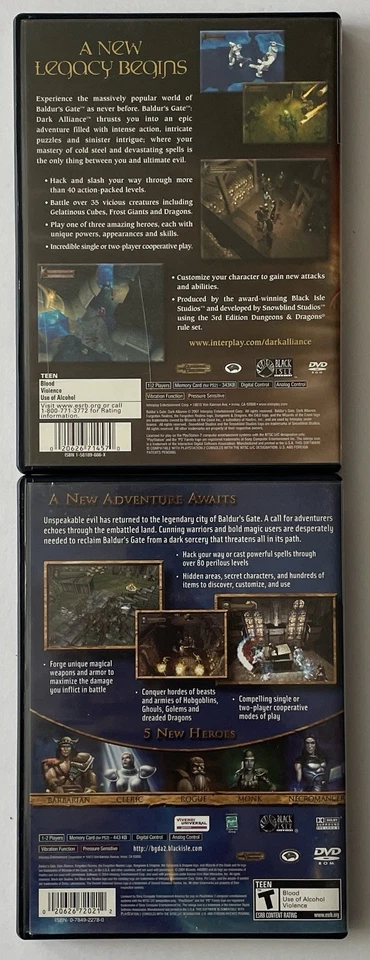 Baldur’s Gate Dark Alliance 1 & 2 (PS2, 2005) CIB W/Manuals & Reg Cards *TESTED* - Image 2 of 4