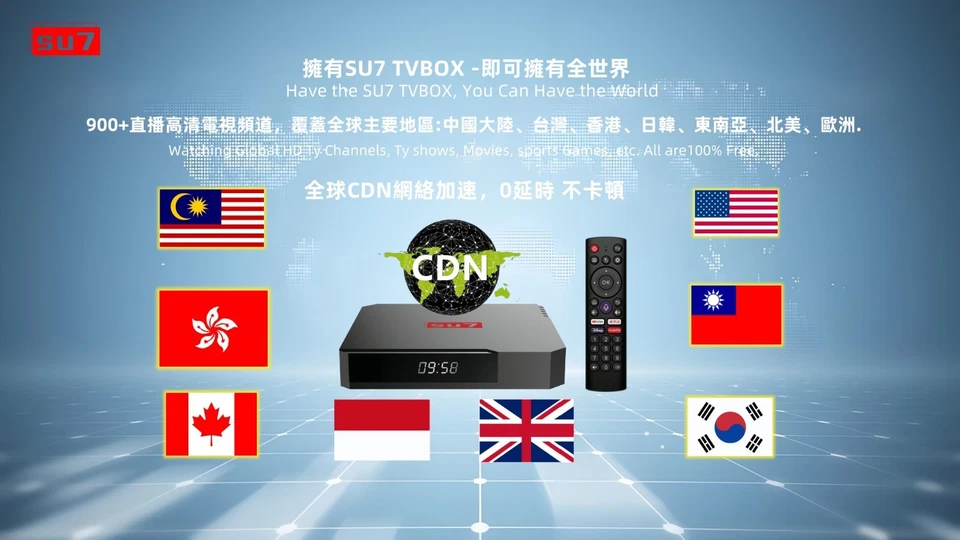 SU7 8K超高清智能电视盒 海外华人必备 全球直播频道 终身免费,无月租费 支持中文、粤语、英文语音搜索 4GB RAM + 32GB ROM - Image 3 of 4