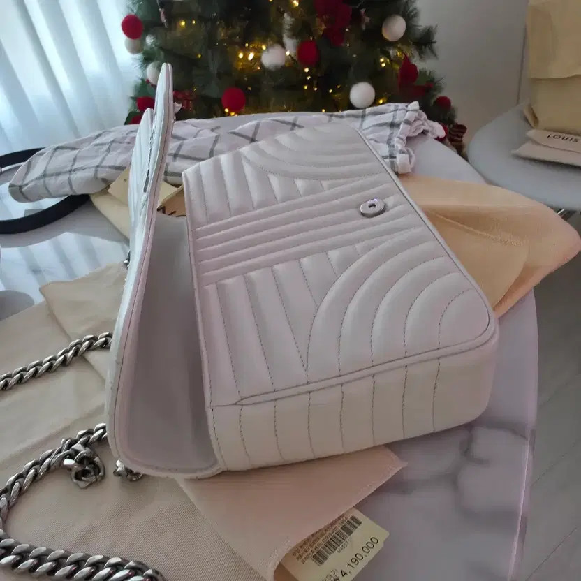 Prada Diagram White Leather Chain Shoulder Bag thumbnail 7