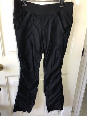 Lululemon Quick Step Pant Size 10 Black Cinch Hem Ruched Stretch Dance *Read