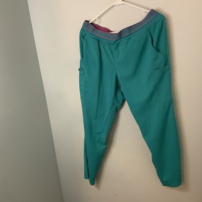 Activate By Med Couture Scrub Pants Women's Large Aqua Blue Green 