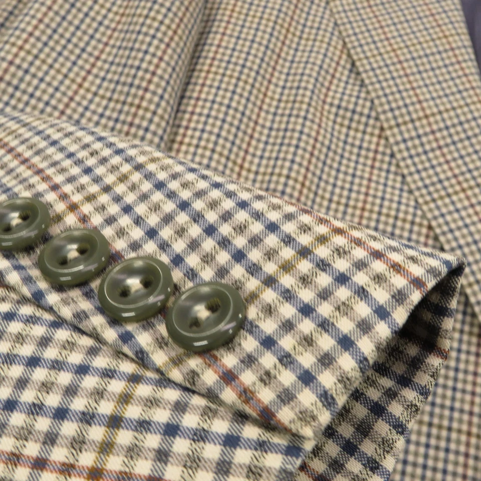 Blazer Oxxford Clothes 44L Mezcla de Lino Guinga Cuadros Abrigo Deportivo Chaqueta Para Hombres Azul Foto 2 de 4