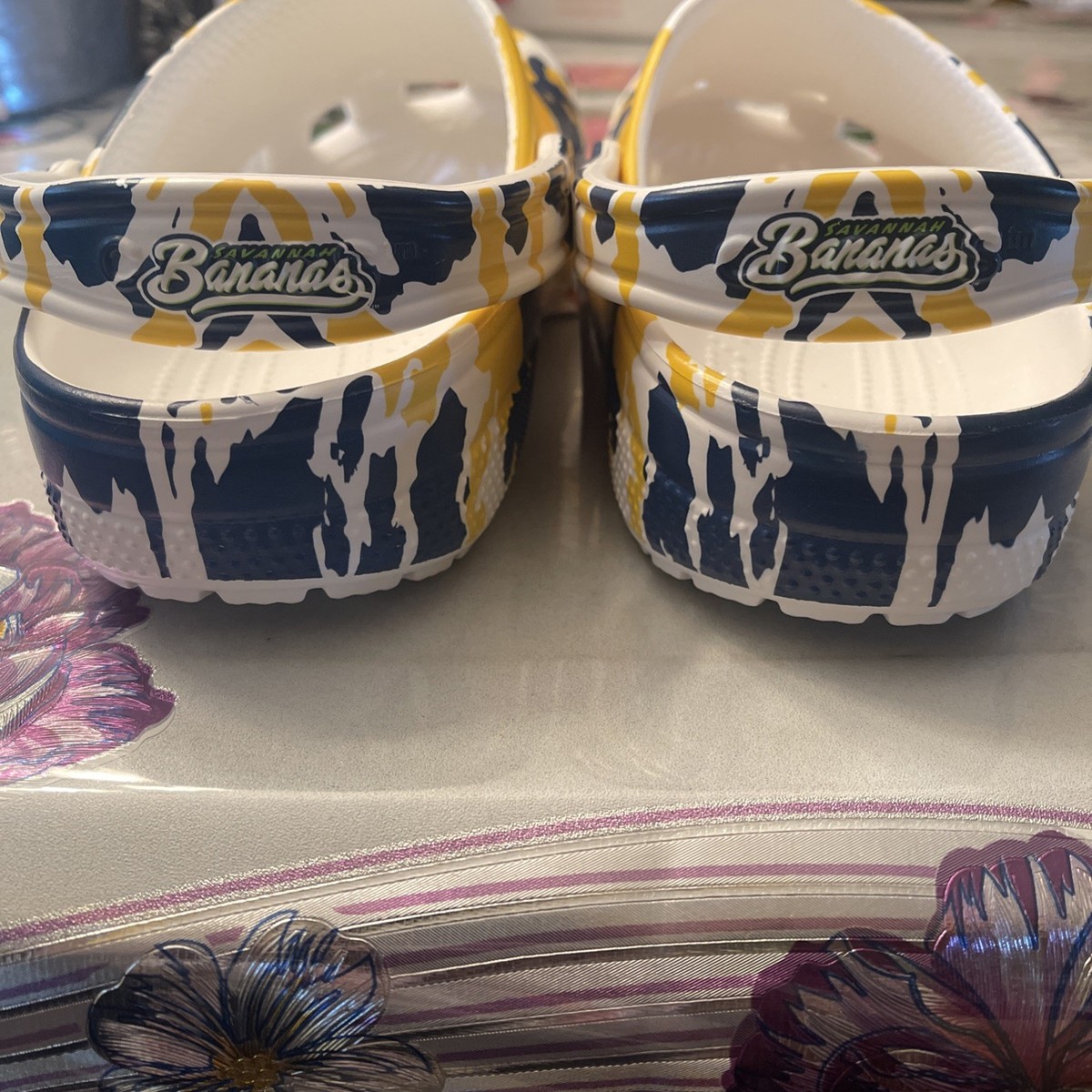 Crocs Savannah Bananas Classic Clog Mens Size 11 Navy Yellow Splatter Baseball Crocs Savannah Bananas Banana Ball Unisex Clogs Size M11/W13  main image 3