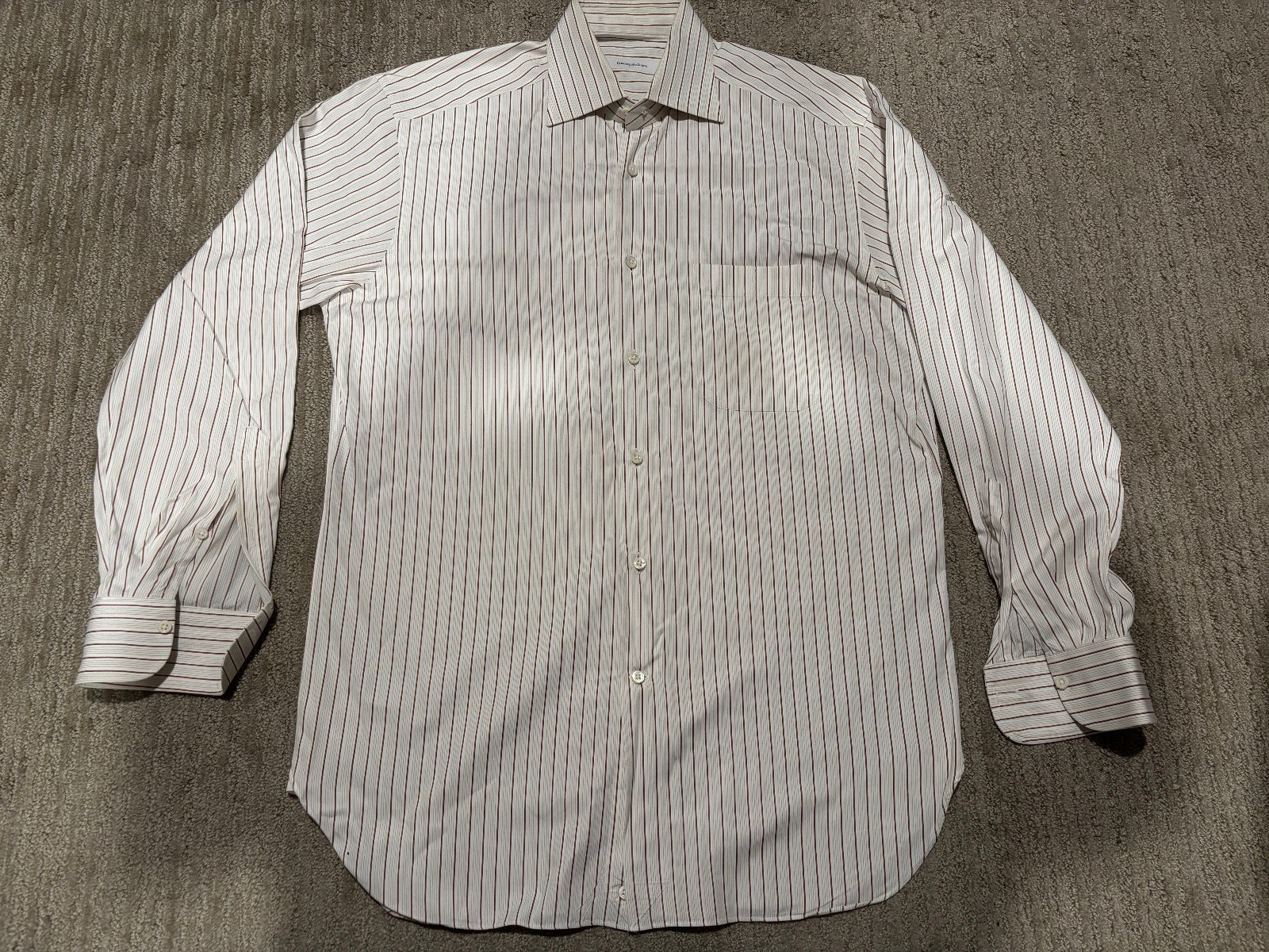 Ermenegildo Zegna Shirt Mens 15 1/2 39 Regular White Striped Portofino