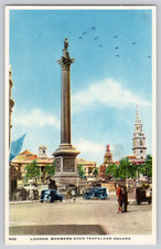 London Trafalgar Square Bombers WWII Color Postcard Richter London
