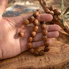 Juniper tree tasbih prayer beads: 17 beads, 15x16mm, natural dark shine 209021