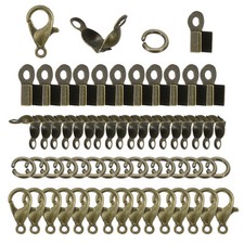 50 Lobster Clasp 150 Bead Tips Knot 150 Open Jump Ring 150 End Caps, Bronze
