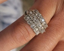 Platinum 3.50ct Diamond Band 3 Row 0.25ct Stones, Size 10